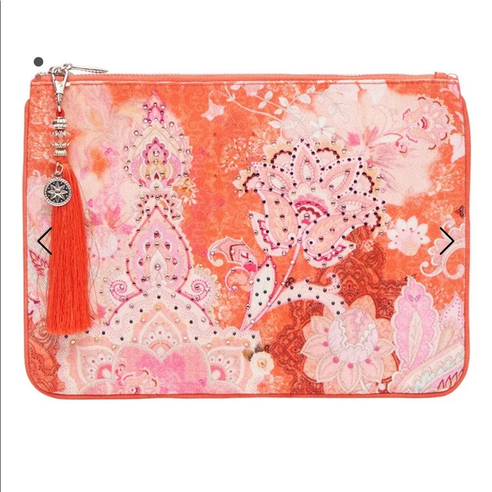 CAMILLA *Palace Muse* pink floral small canvas clutch bag pouch sac